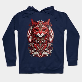 Red kitten tribal fusion art design Hoodie